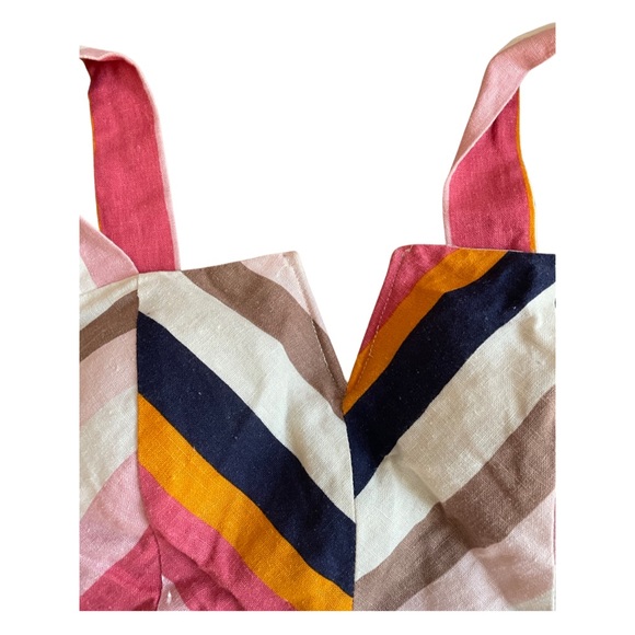 DO+BE Linen Blend Chevron Striped Crop Top w/ V Cut - Size Small - Picture 4 of 7